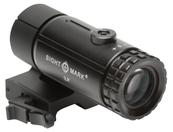 Sight Mark 3x magnifier with LQD picatinny compatible flip to side mount.